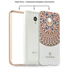 Meizu m1 - Colorful Word Metal Frame Bumper Cover Case with 3D Textured Design